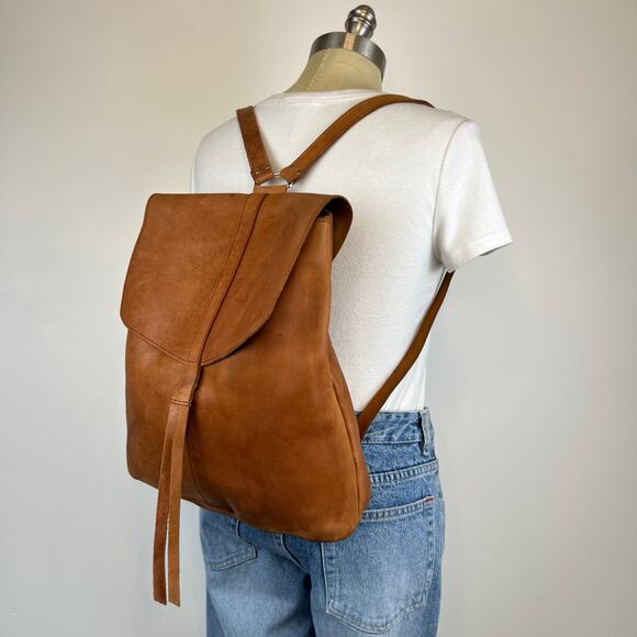 Raven + Lily Handcrafted Soft Natural Leather Brown Tan Backpack - Picture 13 of 13
